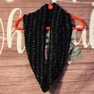 Black/ Silver Hand Knit Holo Sequin Infinity Scarf